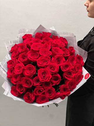 Classic Red Roses Bouquet - Black Orchid Flowers