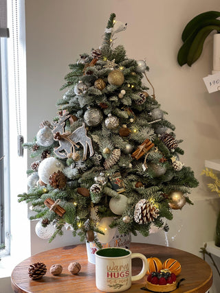 mini-christmas-tree-with-custom-decor-black-orchid-flowers - Black Orchid Flowers