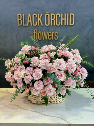 Pink Valentine basket - Black Orchid Flowers